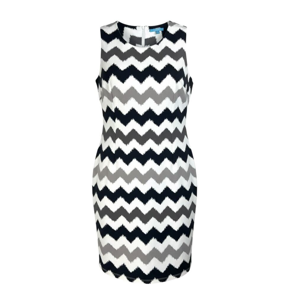 J McLaughlin Women's Size M Catalina Cloth Jersey Zigzag Sleeveless Sheath Dress